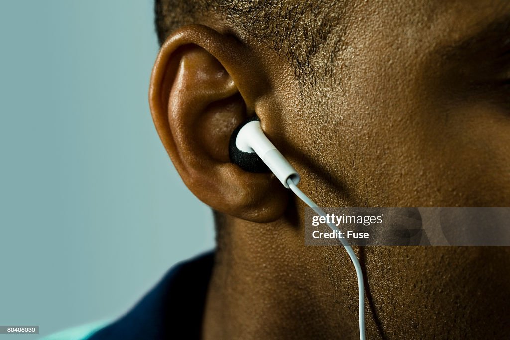 Man Wearing Ear Buds