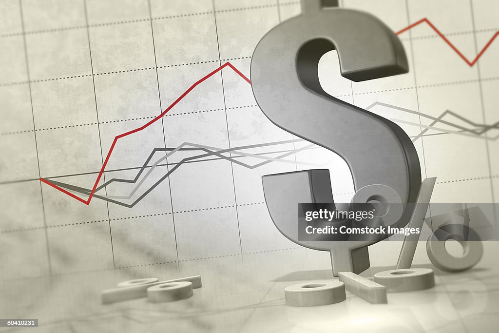 Dollar sign with line graph