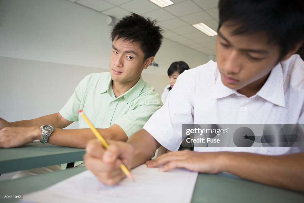 Student Cheating on Test