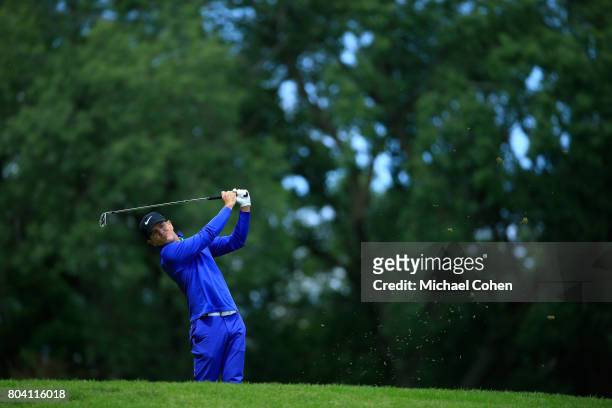 Brian Henninger hits a tee shot during the second round of the American Family Insurance Championship held at University Ridge Golf Course on June...