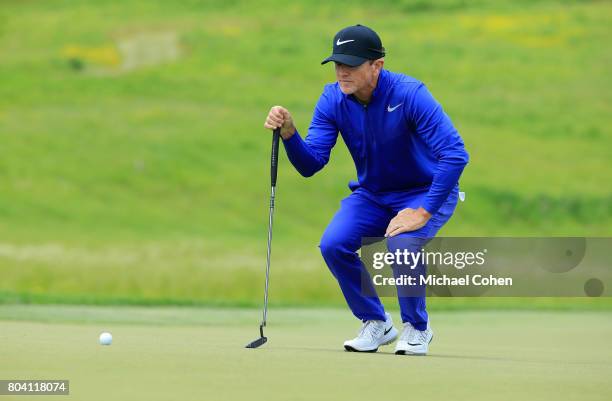 Brian Henninger lines up a putt during the second round of the American Family Insurance Championship held at University Ridge Golf Course on June...