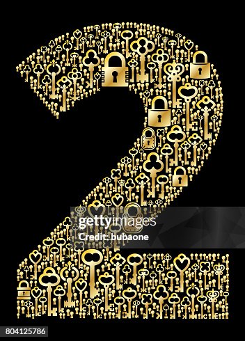 Number 2 Key And Lock Antique Gold On Black Graphic High-Res Vector ...