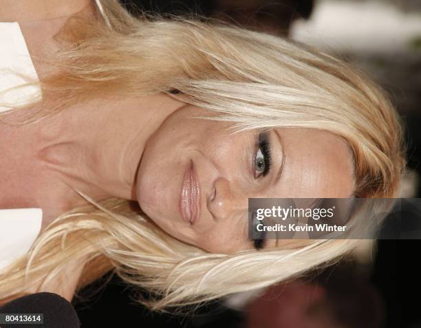 Actress Pamela Anderson arrives at the premiere of Dimension Film's "Superhero Movie" at the Mann Festival Westwood on March 27, 2008 in Los Angeles,...