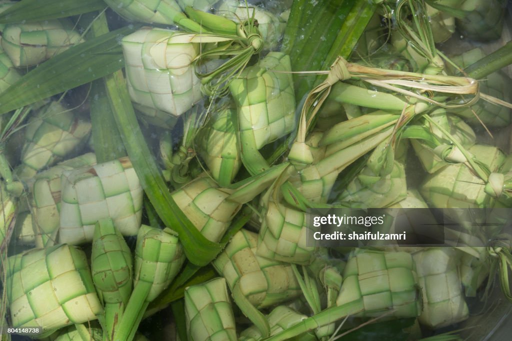 Ketupat, Kupat or Tipat is a type of dumpling made from rice packed inside a diamond-shaped container of woven palm leaf pouch. It is commonly found in Indonesia, Malaysia, Brunei and Singapore.