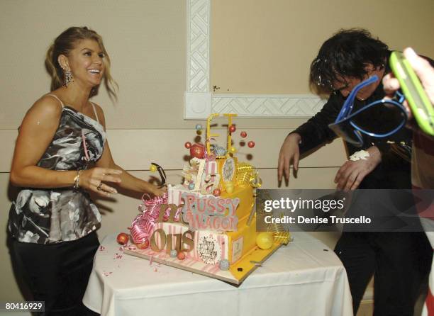 Singer Fergie, director Quentin Tarantino and NFL player Polo Da Don at Fergie and Quentin Tarantino's birthday celebration at Jet Nightclub at The...