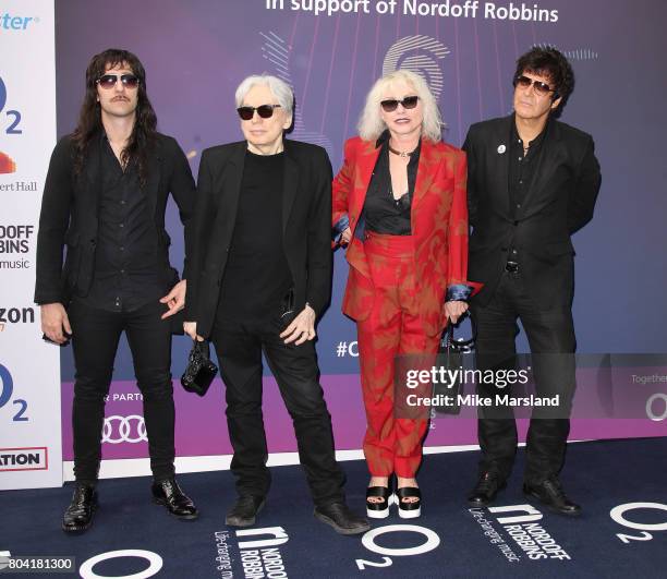 Matt Katz-Bohen, Chris Stein, Debbie Harry and Clem Burke of Blondie attend attends Nordoff Robbins O2 Silver Clef awards at The Grosvenor House...