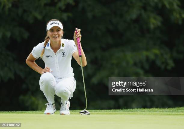 Klara Spilkova of the Czech Republic in action during the second round of the 2017 KPMG Women's PGA Championship at Olympia Fields Country Club on...