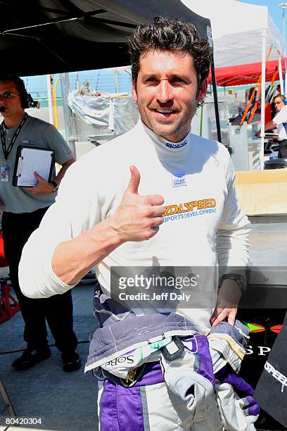 Actror Patrick Dempsey appears during the afternoon practice session for the Rolex Grand Am Series on March 28, 2008 in Homestead, Florida.