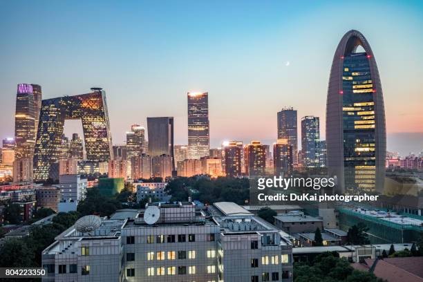 china world trade center - peking skyline stock-fotos und bilder