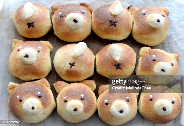 shiba inu dog shape bread - macao stock pictures, royalty-free photos & images