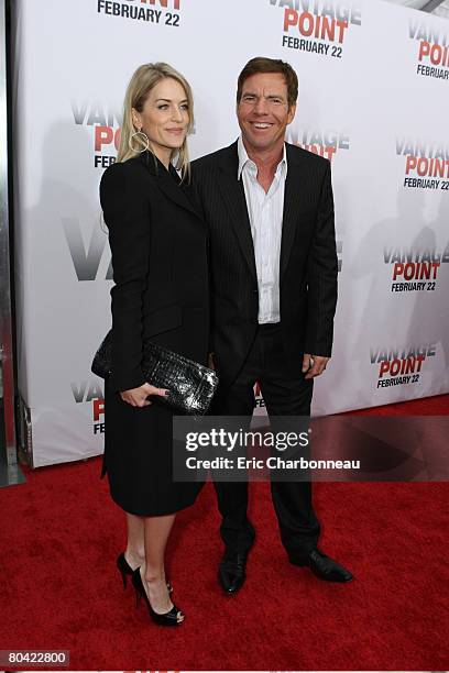 Kimberly Buffington and Dennis Quaid at the Columbia Pictures World Premiere of 'Vantage Point' on February 20, 2008 at the AMC Lincoln Square in New...