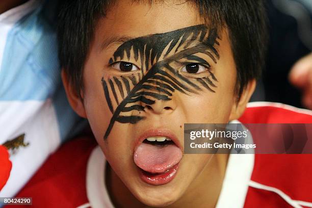 Fan of New Zealand poses during the Hong Kong Rugby Sevens 2008 match between New Zealand and United States on March 29 in Hong Kong, China.
