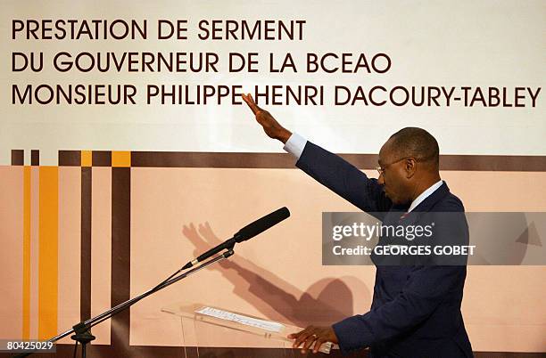 The new governor of the Central Bank of West African States , Philippe-Henri Dacoury-Tabley, is sworn in on March 29, 2008 at the headquaters of the...