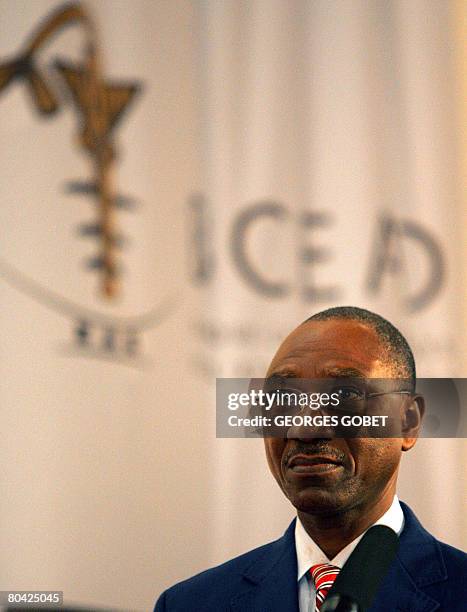 The new governor of the Central Bank of West African States , Philippe-Henri Dacoury-Tabley, delivers a speech after being sworn in on March 29, 2008...