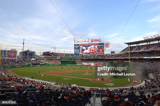 General view of the Washington Nationals exhibition game against the Baltimore Orioles at Nationals Park March 29, 2008 in Washington DC.