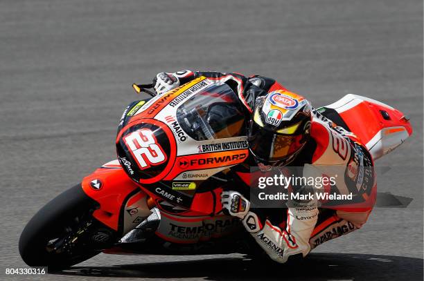 Federico Fuligni of Italy and Forward Racing Team rides in free practice during the MotoGP of Germany at Sachsenring Circuit on June 30, 2017 in...