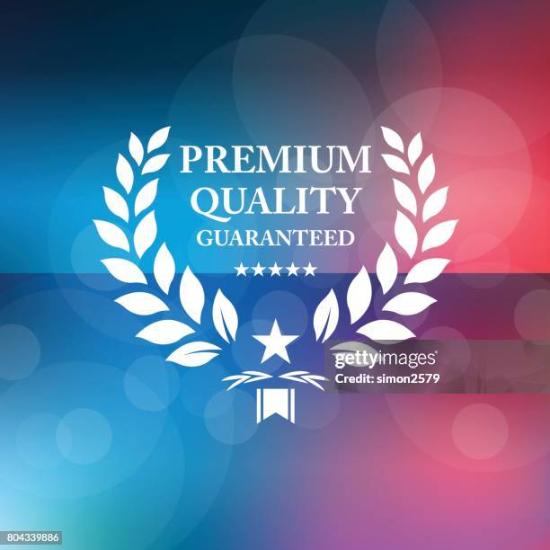 premium guaranteed emblem on watercolor background - dedication stock illustrations