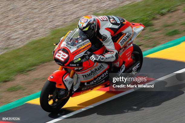 Federico Fuligni of Italy and Forward Racing Team rides in free practice during the MotoGP of Germany at Sachsenring Circuit on June 30, 2017 in...