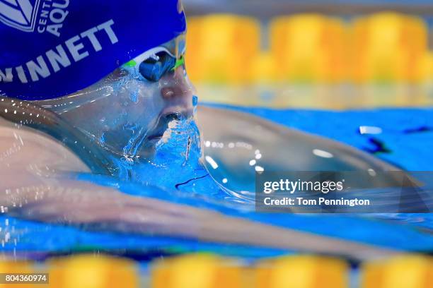 Justin Winnett competes in a Men's 100 LC Meter Breaststroke heat race during the 2017 Phillips 66 National Championships & World Championship Trials...