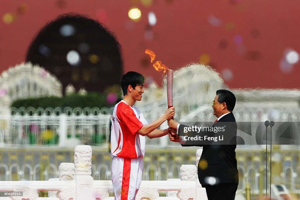 Arrival Of Olympic Torch In Beijing
