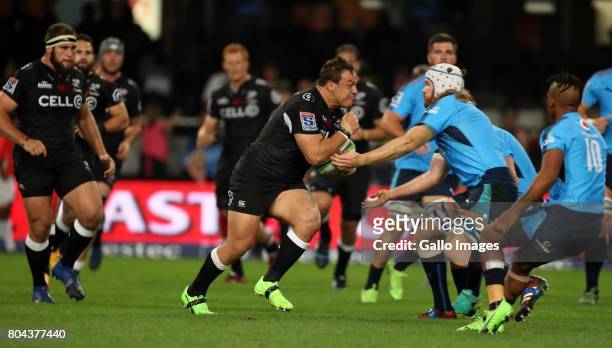 Coenie Oosthuizen of the Cell C Sharks during the Super Rugby match between Cell C Sharks and Vodacom Bulls at Growthpoint Kings Park on June 30,...