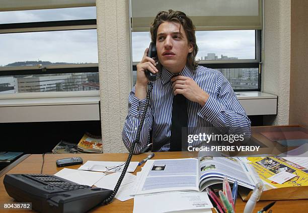 Portrait of Jean Sarkozy son of French President Nicolas Sarkozy and newly-elected as Hauts-de-Seine regional general councilor, taken in his office...