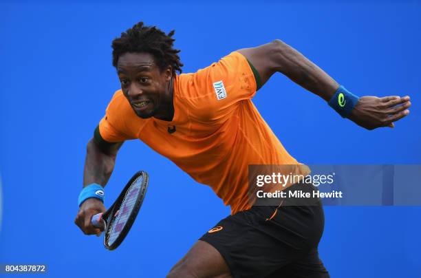 Gael Monfils of France in action against Richard Gasquet of France during Day 6 of the Aegon International Eastbourne tournament at Devonshire Park...