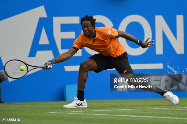 Gael Monfils of France in action against Richard Gasquet of France during Day 6 of the Aegon International Eastbourne tournament at Devonshire Park...
