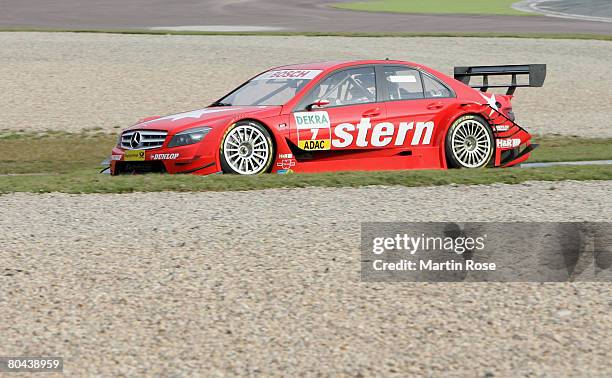 Gary Paffett of Great Britain and AMG Mercedes in action during the DTM testing at the Motopark Oschersleben on March 31, 2007 in Oschersleben,...