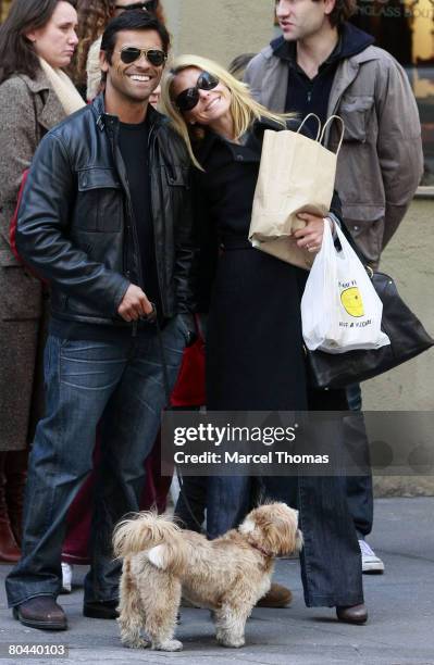 Television personality Kelly Ripa and husband actor Mark Consuelos sighting walking in SOHO with their daughter Lola on March 30, 2008 in New York...