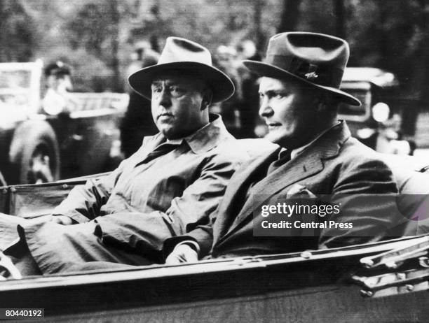 Prominent German members of the Nazi Party, Gregor Strasser and Hermann Goering , 1932.