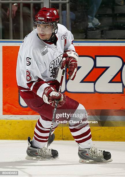 Drew Doughty of the Guelph Storm skates in a playoff game against the London Knights on March 28, 2008 at the John Labatt Centre in London, Ontario....