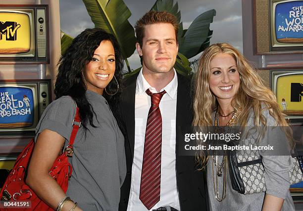 Aneesa Ferreira, Kyle Brandt and Cara Khan Fudemberg of Season 11 Chicago arrive at the Real World Awards Bash at Sunset Plaza House on March 15,...