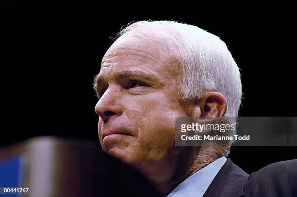Republican presidential candidate Sen. John McCain speaks to a group gathered at the Mississippi State University Riley Center March 31, 2008 in...