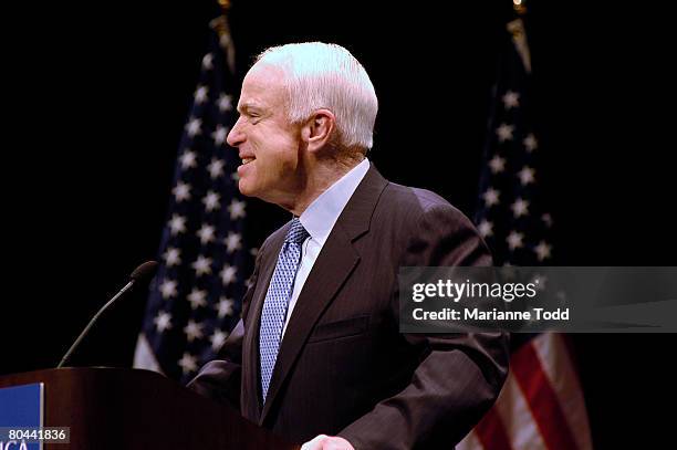 Republican presidential candidate Sen. John McCain speaks to a group gathered at the Mississippi State University Riley Center March 31, 2008 in...