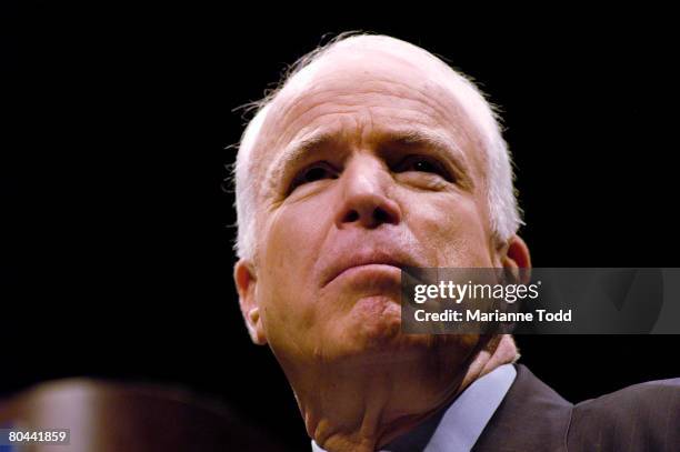 Republican presidential candidate Sen. John McCain speaks to a group gathered at the Mississippi State University Riley Center March 31, 2008 in...