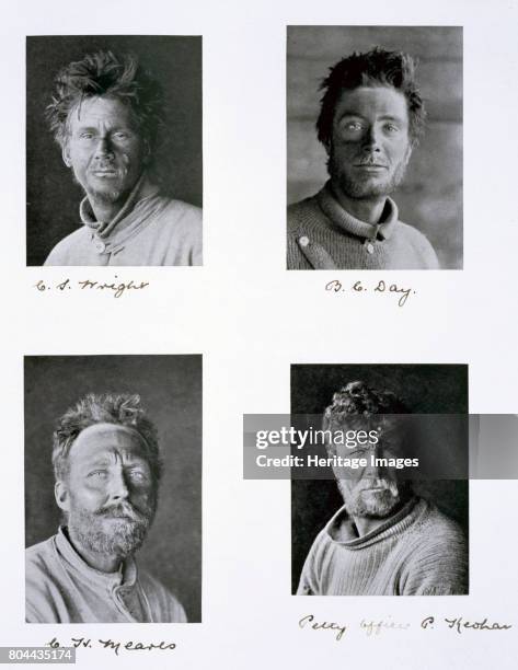 Members of Captain Scott's Antarctic expedition, 1910-1913. Four members of the 'Terra Nova' expedition to the South Pole. Charles S Wright, Bernard...