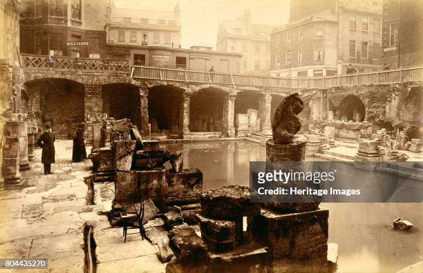 The Roman baths, Bath, 19th century. The city of Bath was first documented as a Roman spa, although tradition suggests that it was founded earlier....