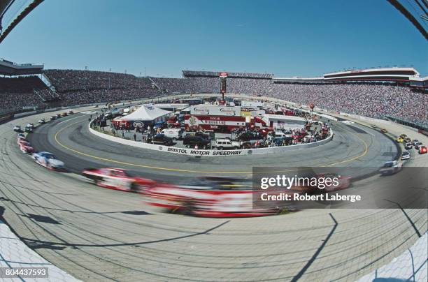 An impression of speed during the 2001 NASCAR Winston Cup Series Food City 500 on 25 March 2001 at the Bristol Motor Speedway, Bristol, Tennessee,...