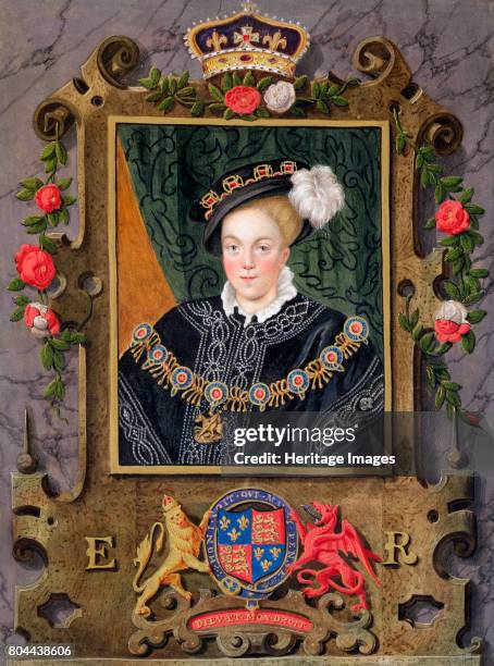 Edward VI, King of England, . Portrait of Edward aged about 14. The son of Henry VIII and Jane Seymour, he became king in 1547 when just 9 years old....