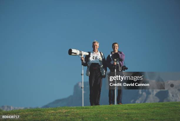 Allsport photographers David Cannon and Andrew Redington during the Canon European Masters Golf Tournament on 5 September 1996 at the...