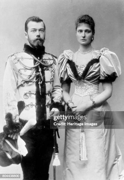 Tsar Nicholas II of Russia and Princess Alix of Hesse, c1894. Nicholas II became Tsar after his father Alexander III died on 1st November 1894....