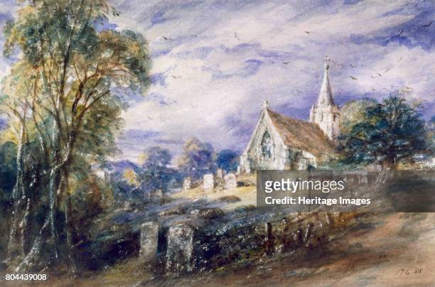 Stoke Poges Church', Buckinghamshire, 1833. From the collection of the Victoria & Albert Museum, London. Artist John Constable.