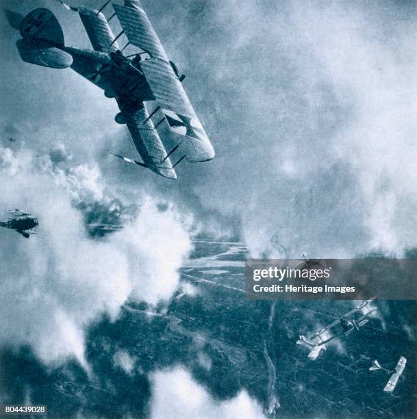 Aerial combat on the Western Front, World War I, 1914-1918. From Deutsche Gedenkhalle: Das Neue Deutschland compiled by General Von Eisenhart Rothe,...