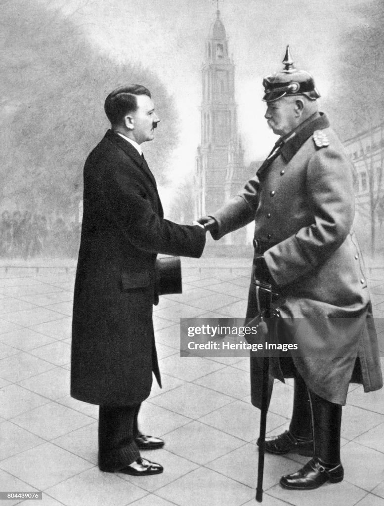 Adolf Hitler Shaking Hands With President Von Hindenburg Germany 1933