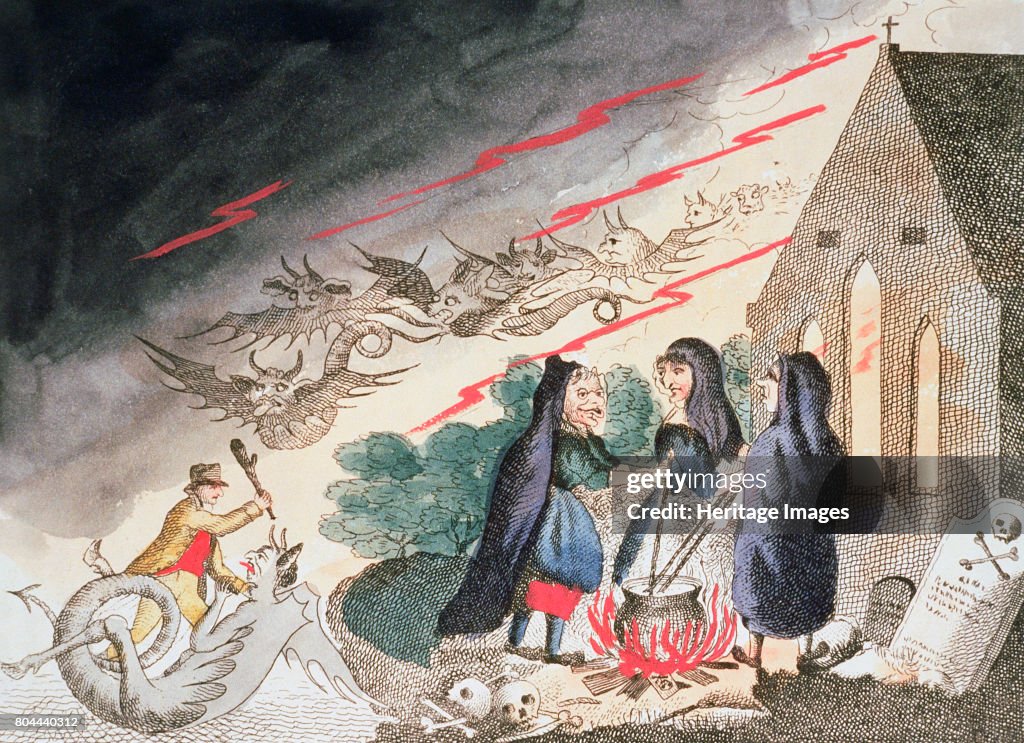 Three Witches In A Graveyard circa 1790s
