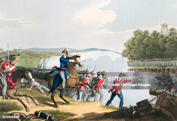 The Battle of Waterloo Decided by the Duke of Wellington', 1815 . From Historic, Military and Naval Anecdotes, published by Edward Orme, 1816. Artist...