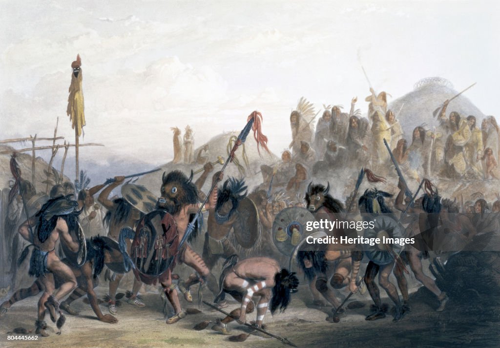 Bison-Dance Of The Mandan Indians In Front Of Their Medicine Lodge In The Mih-Tutta-Hankush' 1843