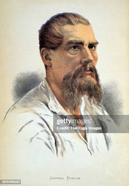 Sir Richard Francis Burton, British explorer, late 19th century. Burton's extensive travels included a journey to Mecca, disguised as a Pathan, and...