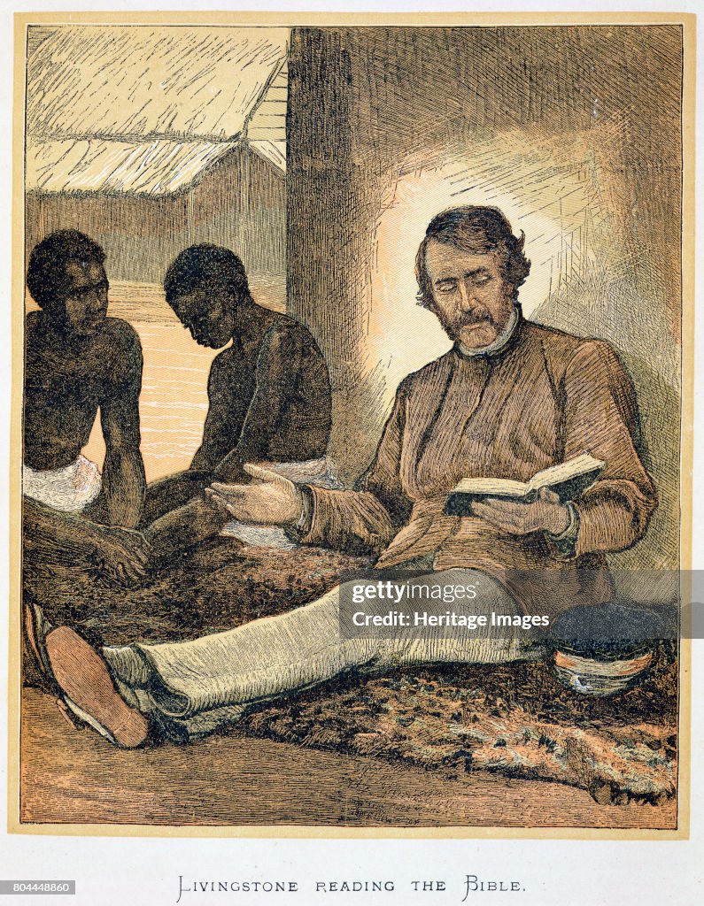 David Livingstone Reading The Bible Africa 19th Century